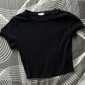 Garage Black Ribbed Crop Top
